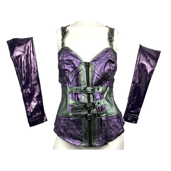 XL Vintage Lip Service Vice Purple Cyberpunk corset Military Steampunk Goth - Picture 1 of 15